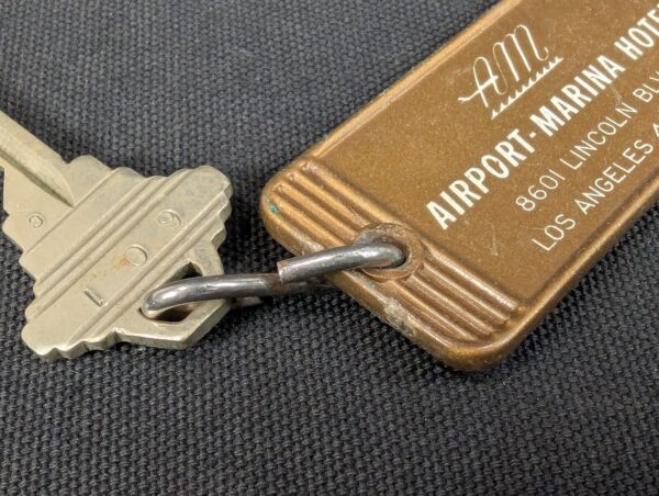 Vintage Airport-Marina Hotel Room Key Tag 601 Los Angeles Schlage Mid-Century