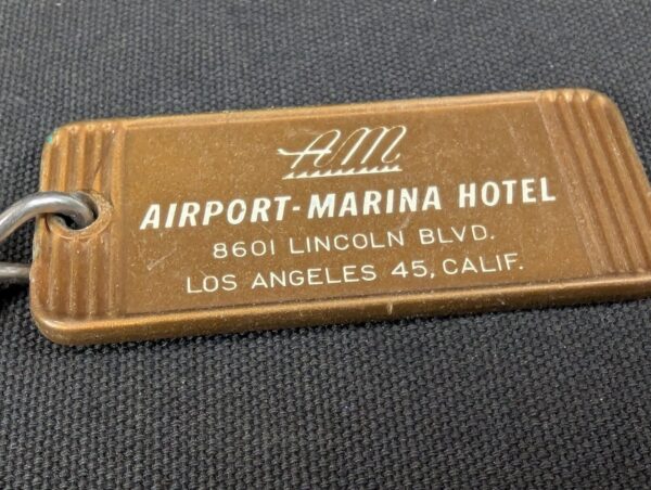 Vintage Airport-Marina Hotel Room Key Tag 601 Los Angeles Schlage Mid-Century