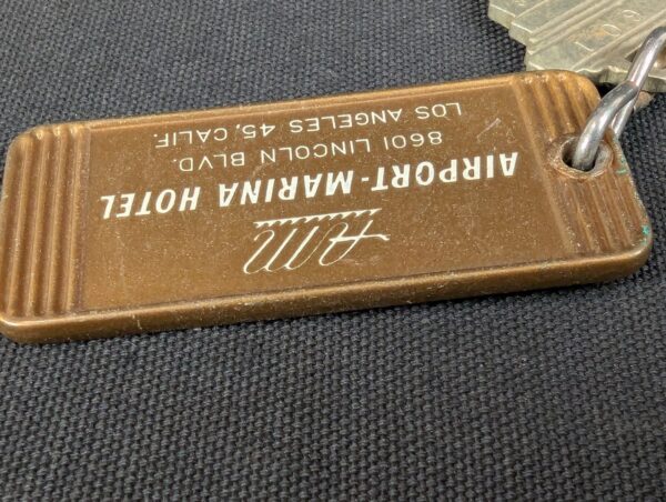 Vintage Airport-Marina Hotel Room Key Tag 601 Los Angeles Schlage Mid-Century