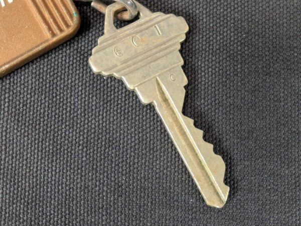 Vintage Airport-Marina Hotel Room Key Tag 601 Los Angeles Schlage Mid-Century