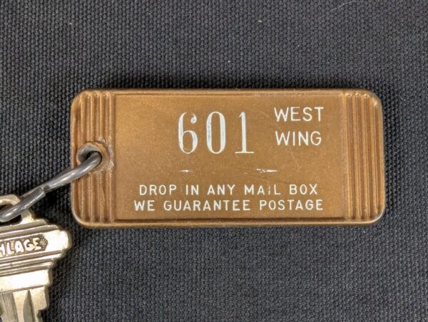 Vintage Airport-Marina Hotel Room Key Tag 601 Los Angeles Schlage Mid-Century