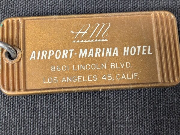 Vintage Airport-Marina Hotel Room Key Tag 601 Los Angeles Schlage Mid-Century