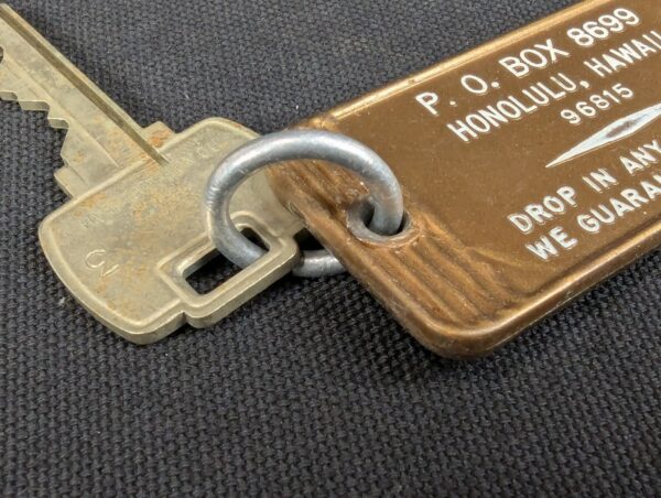 Vintage Falcon Hotel Room Key Tag 2218 Honolulu Hawaii Metal Bronze Gold Silver