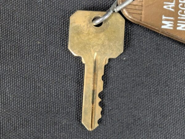 Vintage Hotel Room Key and Fob Mt Alyeska Nugget Inn Girdwood Alaska 110 Brass