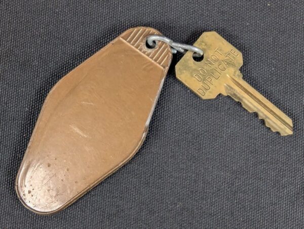 Vintage Hotel Room Key and Fob Mt Alyeska Nugget Inn Girdwood Alaska 110 Brass