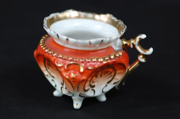 Antique Nippon Style Cream Pitcher Early 20th Century Orange Gold Wishbone Ha...