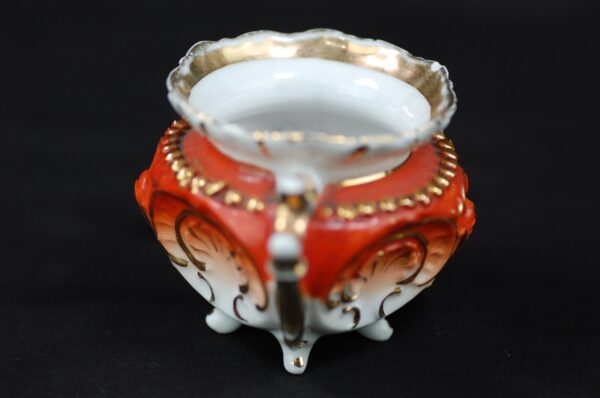 Antique Nippon Style Cream Pitcher Early 20th Century Orange Gold Wishbone Ha...