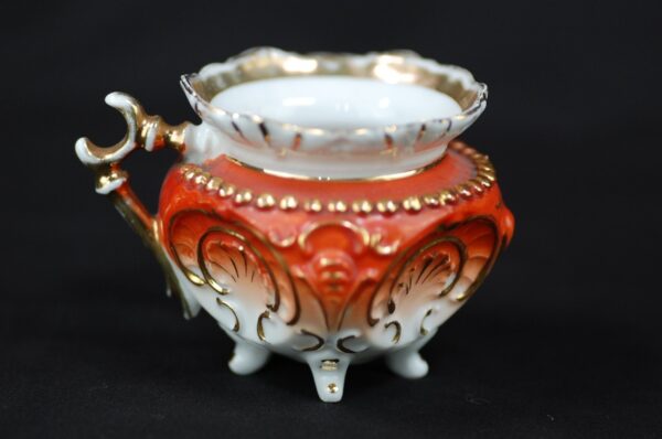 Antique Nippon Style Cream Pitcher Early 20th Century Orange Gold Wishbone Ha...