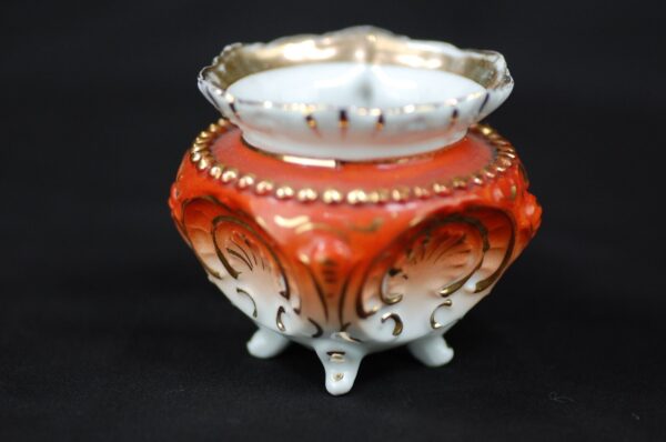 Antique Nippon Style Cream Pitcher Early 20th Century Orange Gold Wishbone Ha...
