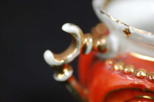 Antique Nippon Style Cream Pitcher Early 20th Century Orange Gold Wishbone Ha...