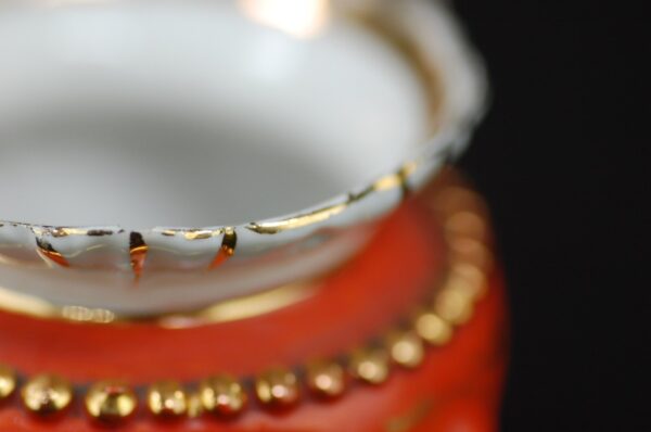 Antique Nippon Style Cream Pitcher Early 20th Century Orange Gold Wishbone Ha...