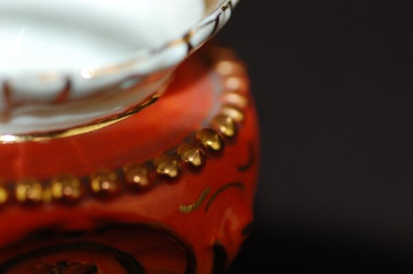 Antique Nippon Style Cream Pitcher Early 20th Century Orange Gold Wishbone Ha...