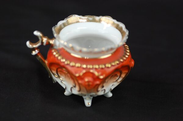 Antique Nippon Style Cream Pitcher Early 20th Century Orange Gold Wishbone Ha...
