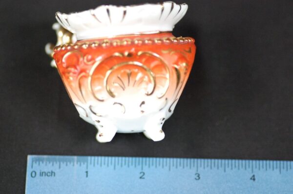 Antique Nippon Style Cream Pitcher Early 20th Century Orange Gold Wishbone Ha...