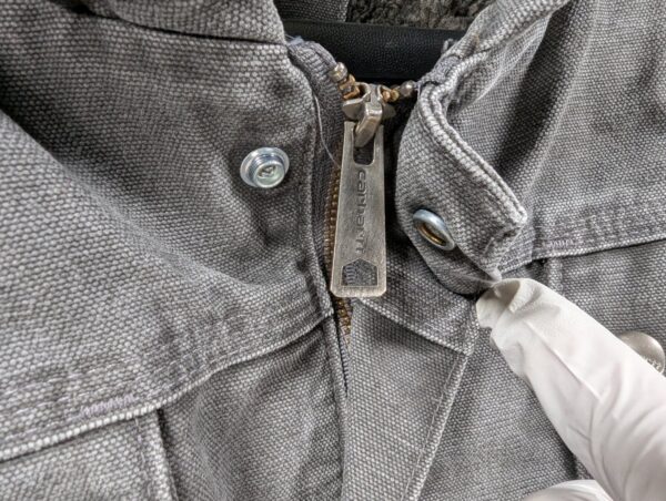 p1-163.jpg Carhartt Jacket Mens XL Bartlett Sherpa Lined Gray Full Zip Faded Hooded Work