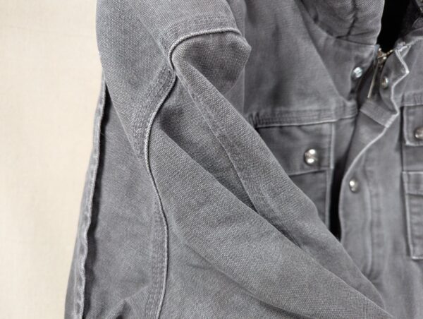 p1-168.jpg Carhartt Jacket Mens XL Bartlett Sherpa Lined Gray Full Zip Faded Hooded Work