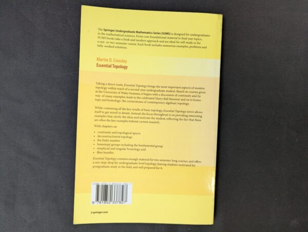 Essential Topology by Martin D. Crossley, Springer, 2010, Paperback Book