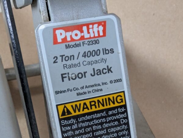 Pro-Lift F-2330 2-Ton Hydraulic Floor Jack 4000lb Capacity 2003 Silver Red Black