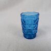 Vintage Cobalt Blue Pressed Glass Juice Tumbler Geometric Block Pattern Pedestal