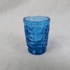 Vintage Cobalt Blue Pressed Glass Juice Tumbler Geometric Block Pattern Pedestal