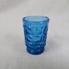 Vintage Cobalt Blue Pressed Glass Juice Tumbler Geometric Block Pattern Pedestal