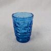 Vintage Cobalt Blue Pressed Glass Juice Tumbler Geometric Block Pattern Pedestal
