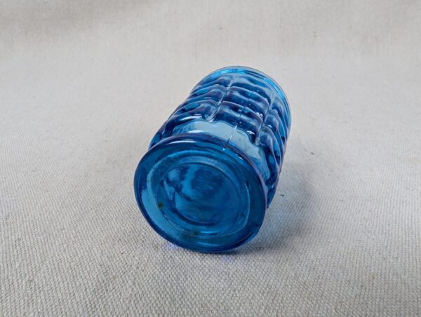 Vintage Cobalt Blue Pressed Glass Juice Tumbler Geometric Block Pattern Pedestal