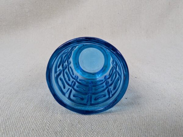 Vintage Cobalt Blue Pressed Glass Juice Tumbler Geometric Block Pattern Pedestal