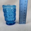 Vintage Cobalt Blue Pressed Glass Juice Tumbler Geometric Block Pattern Pedestal