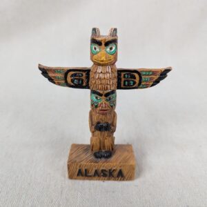 Vintage Alaska Souvenir Totem Pole Figurine Resin Hand Painted 4 Inch Tall Good
