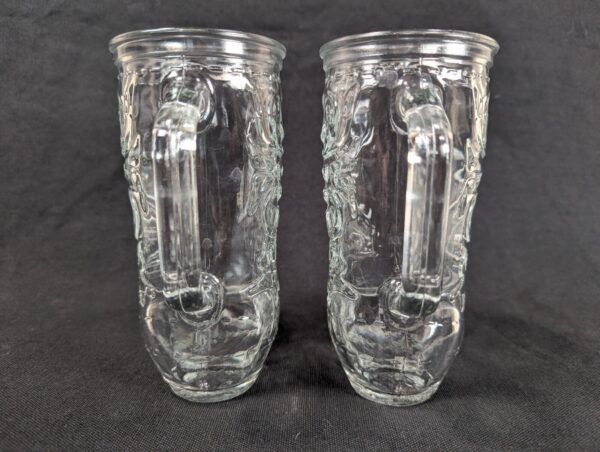PAIR of Vintage Cowboy Boot Shaped Glass Mugs 6” Barware Western Design Mexico