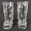 PAIR of Vintage Cowboy Boot Shaped Glass Mugs 6” Barware Western Design Mexico