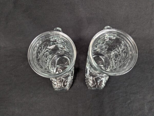PAIR of Vintage Cowboy Boot Shaped Glass Mugs 6” Barware Western Design Mexico