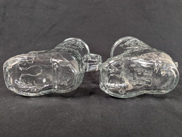 PAIR of Vintage Cowboy Boot Shaped Glass Mugs 6” Barware Western Design Mexico