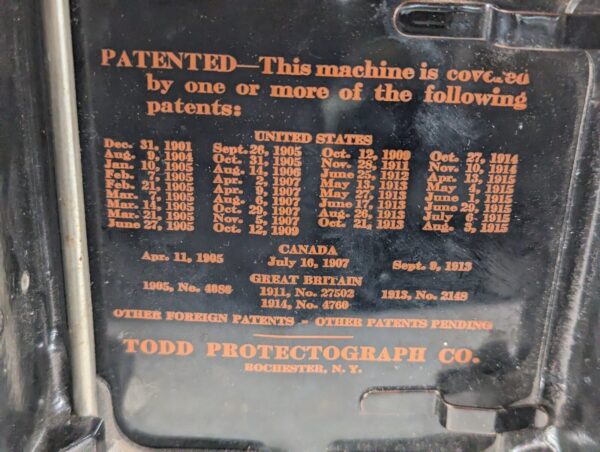 Antique Todd Protectograph Check Writer Rochester NY Early 20th Century Black...