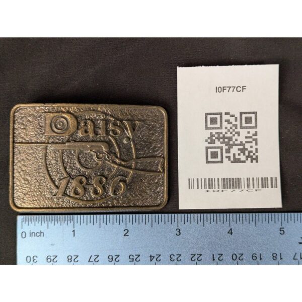 Vintage Daisy 1886 Brass Belt Buckle Manufactured by Astamar Boston Advertising