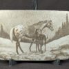 Vintage Perma-Tech Belt Buckle Appaloosa Mare and Foal Etched Aluminum 3.5 Inch