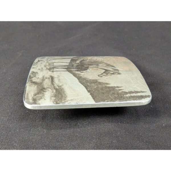 Vintage Perma-Tech Belt Buckle Appaloosa Mare and Foal Etched Aluminum 3.5 Inch