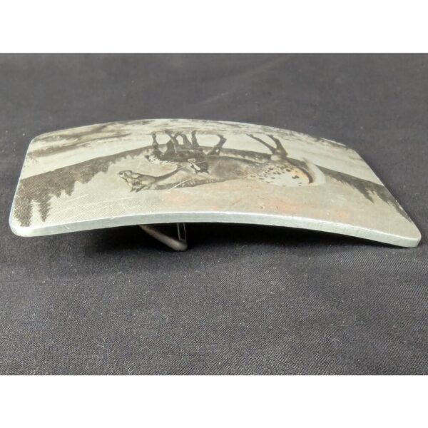 Vintage Perma-Tech Belt Buckle Appaloosa Mare and Foal Etched Aluminum 3.5 Inch