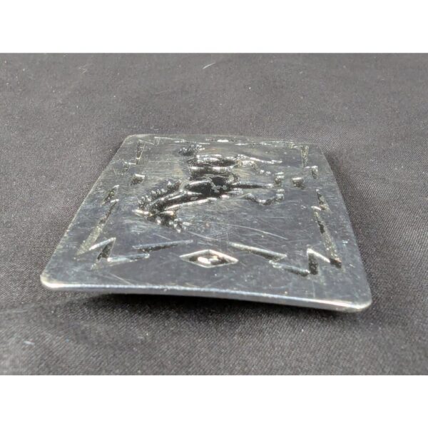 Vintage Chambers Belt Co. Belt Buckle Running Horse Design Geometric Border USA