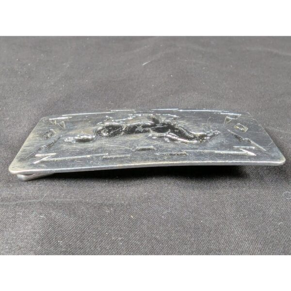 Vintage Chambers Belt Co. Belt Buckle Running Horse Design Geometric Border USA