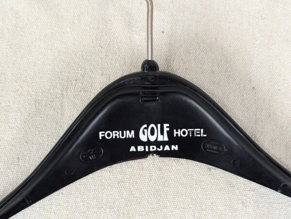 Vintage Max Hubner Plastic Clothes Hanger Forum Golf Hotel Abidjan Memorabilia