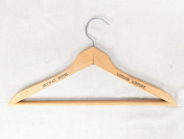 Skyway Hotel London Airport Wooden Clothes Hanger Vintage Hotel Memorabilia Good