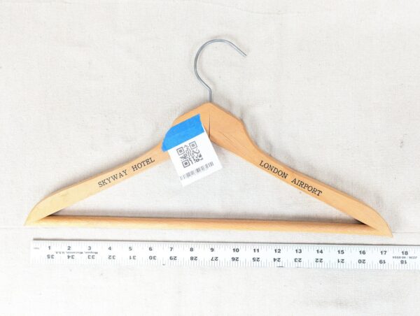 Skyway Hotel London Airport Wooden Clothes Hanger Vintage Hotel Memorabilia Good