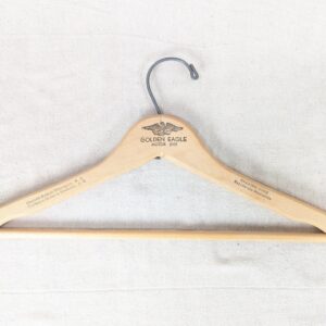 Vintage Wooden Clothes Hanger Golden Eagle Motor Inn Branded Hotel Collectible