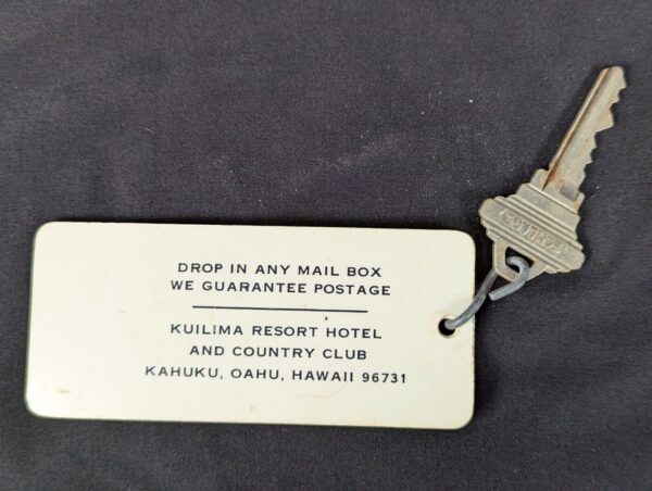 Vintage Kuilima Resort Hotel and Country Club Metal Room Key with Plastic Tag