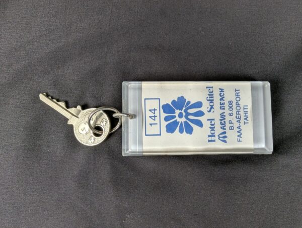 Hotel Sofitel Maeva Beach Room Key and Acrylic Keychain Vintage Travel Souvenir