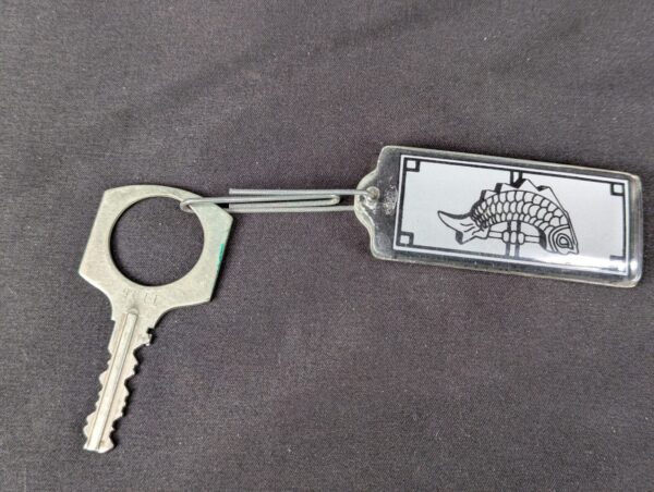 Vintage Winfield Hotel Seoul Korea Metal Key with Attached Plastic Luggage Tag