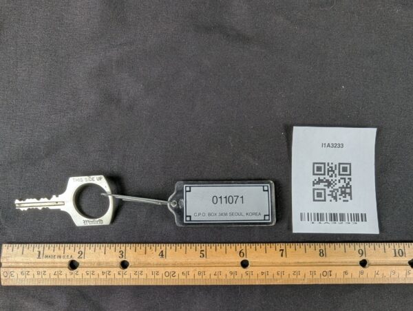 Vintage Winfield Hotel Seoul Korea Metal Key with Attached Plastic Luggage Tag