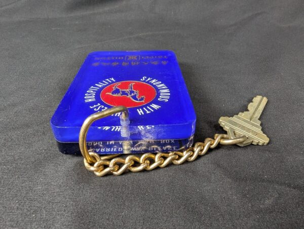 Vintage Taipei Hilton Hotel Room Key and Fob 1970s-1980s Acrylic Metal Keychain